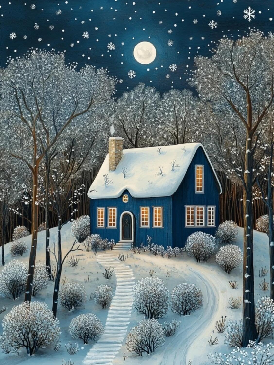 Rqwybcaxn Stamped Beaded Cross Stitch Kits House in the Snow 40x50cm