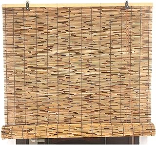 Retro Light Filter Blinds, Carbonized Reed Roller Blinds, Blackout Blinds, Hand Woven, Kitchen, Garden, with Customizable Lifter, W125xH180cm49x71in