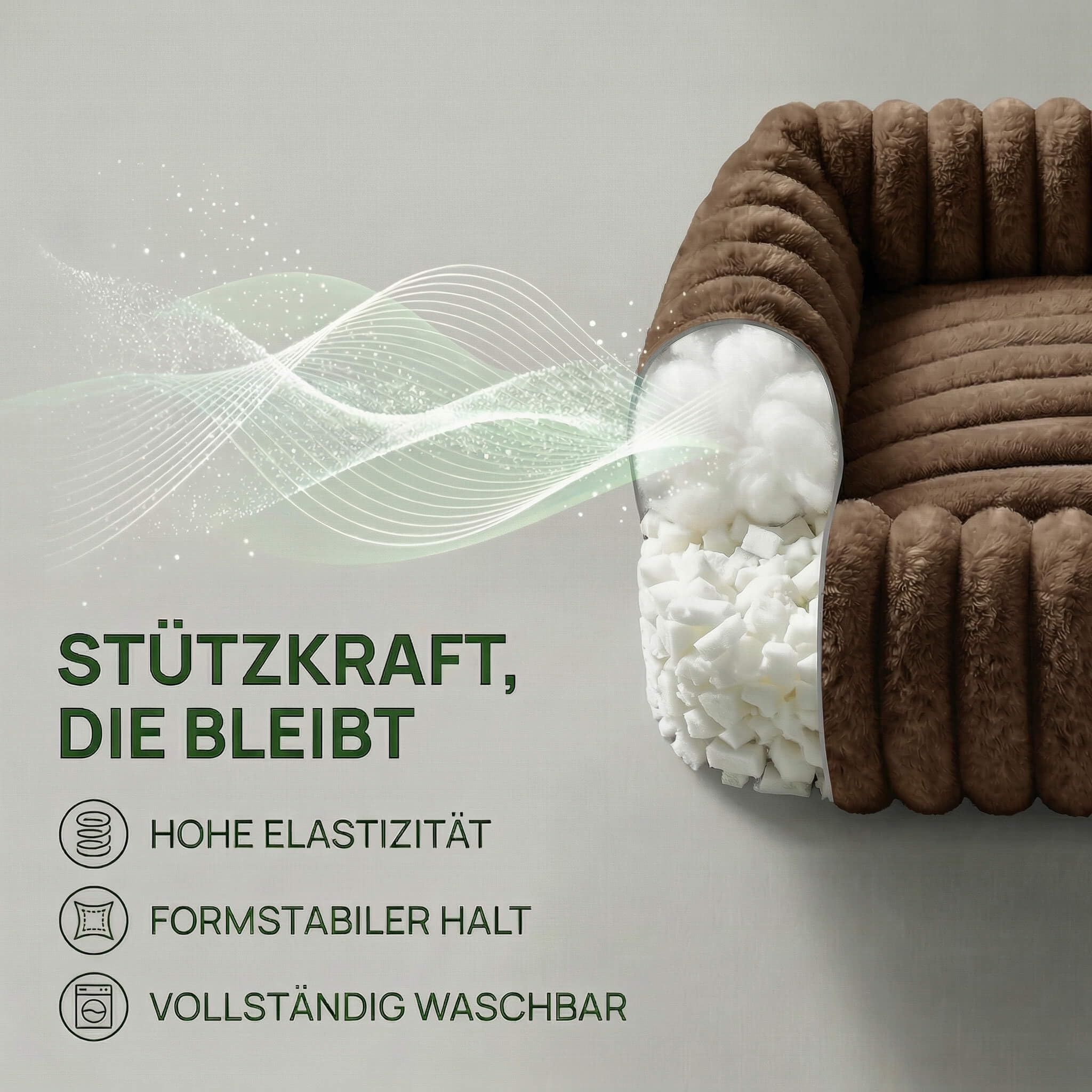 Cuccia Cane Interno S, Pelliccia Coniglio, Antiscivolo, Marrone | Per cani piccoli, 50 x 48 x 15 cm, morbida, confortevole, texture ondulata, letto rettangolare, sfoderabile e lavabile