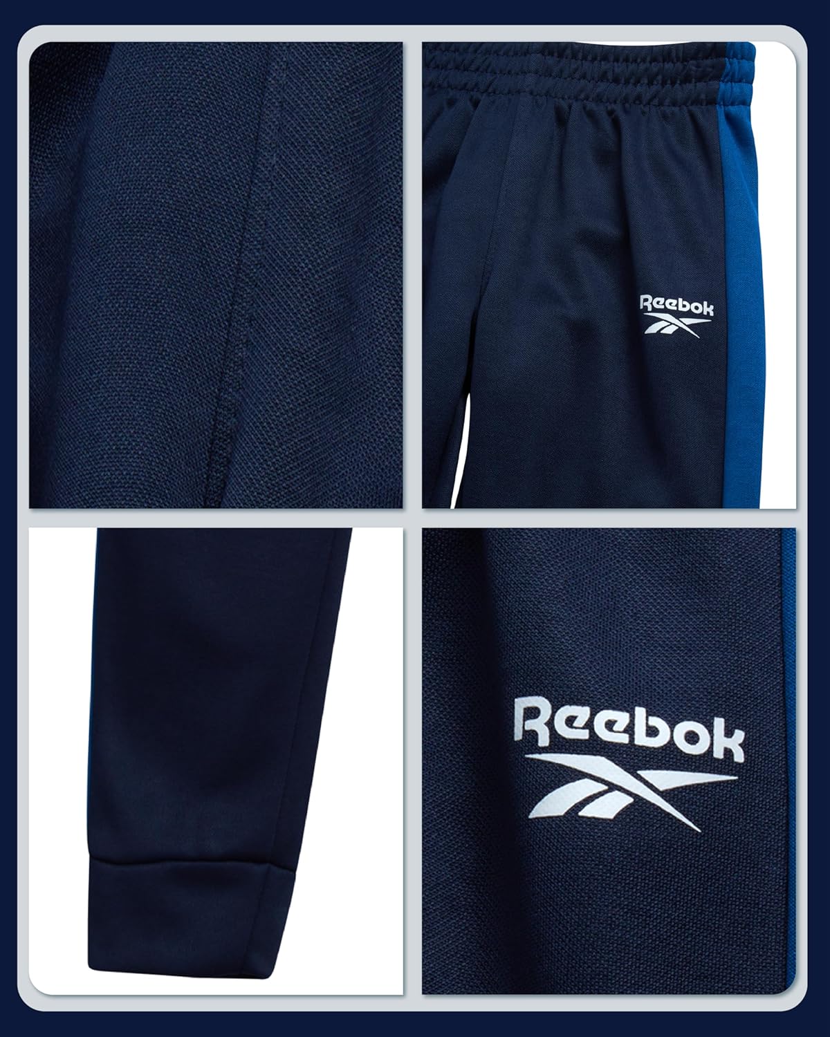 Reebok Baby Boy Pants Set - 3 Piece Athletic Tricot Track Jacket Short Sleeve Tee & Joggers Infant Toddler & Boys Tracksuit - Image 3