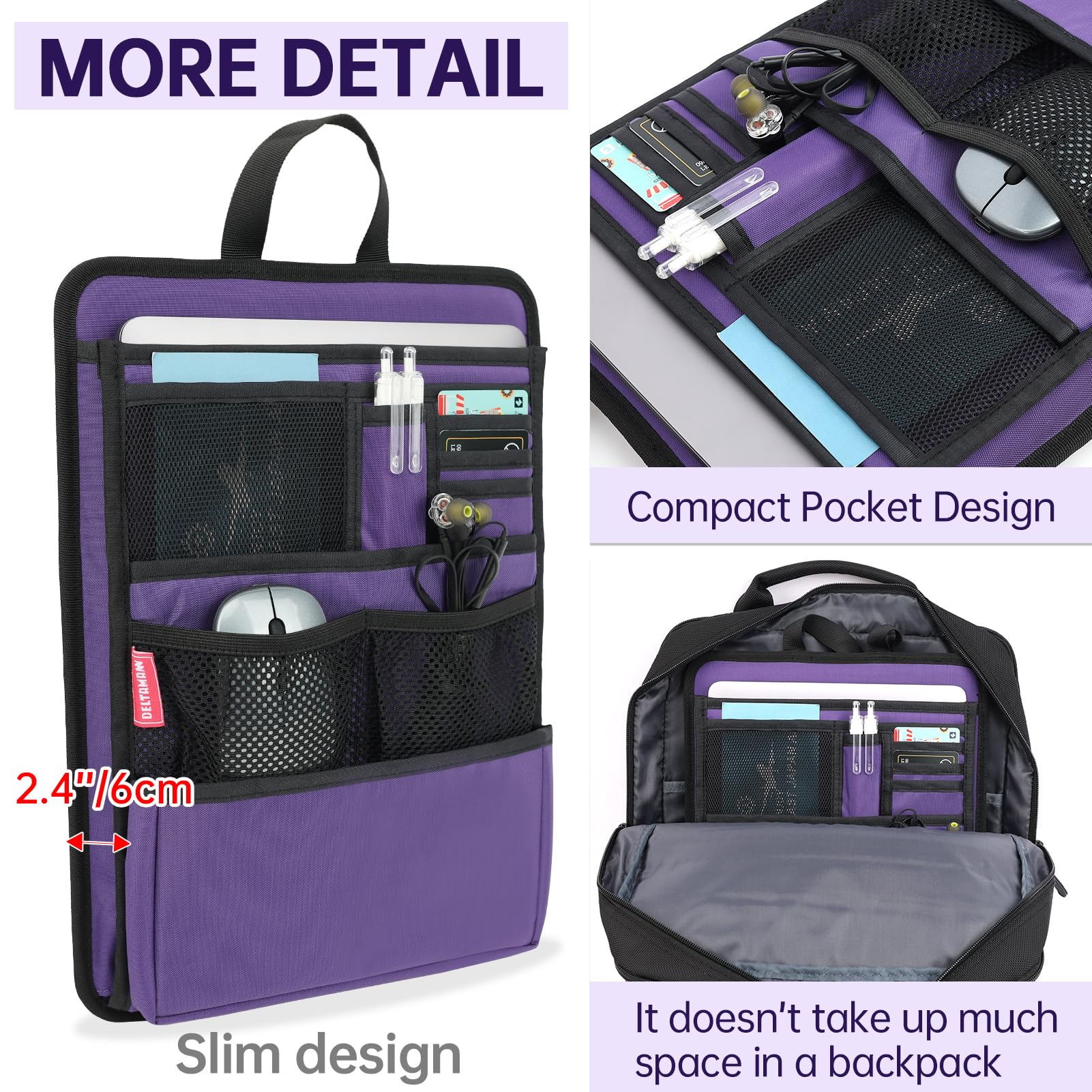 Rugged Silm Backpack Organizer Insert for Laptop A4 Binder Paperwork Document Textbook for Casual Business
