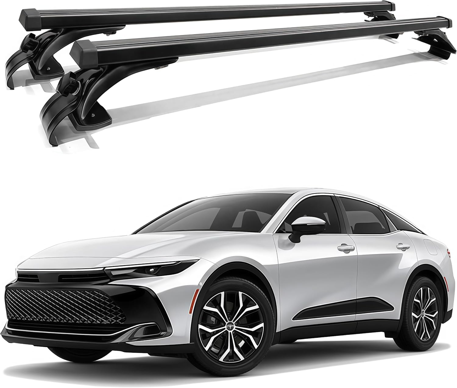 Crossbar Fit for Toyota Crown 2023 2024 2025 2026 Aluminum Cross Bars Cargo Luggage Carrier Roof Rack Black Without Side Rail 2PCS