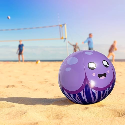 Miniatura 5 de Aquamazing - Pelota de playa gigante de 16 pulgadas para niños, adultos y niños pequeños, XL 4 veces más grueso, PVC, duradero, flotador, juguete de
