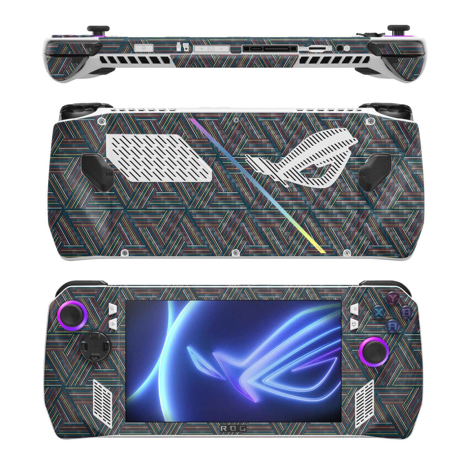 MightySkins Carbon Fiber Skin Compatible with Asus ROG Ally - Triangle Stripes | Protective, Durable Textured Carbon Fiber Finish | Easy to Apply