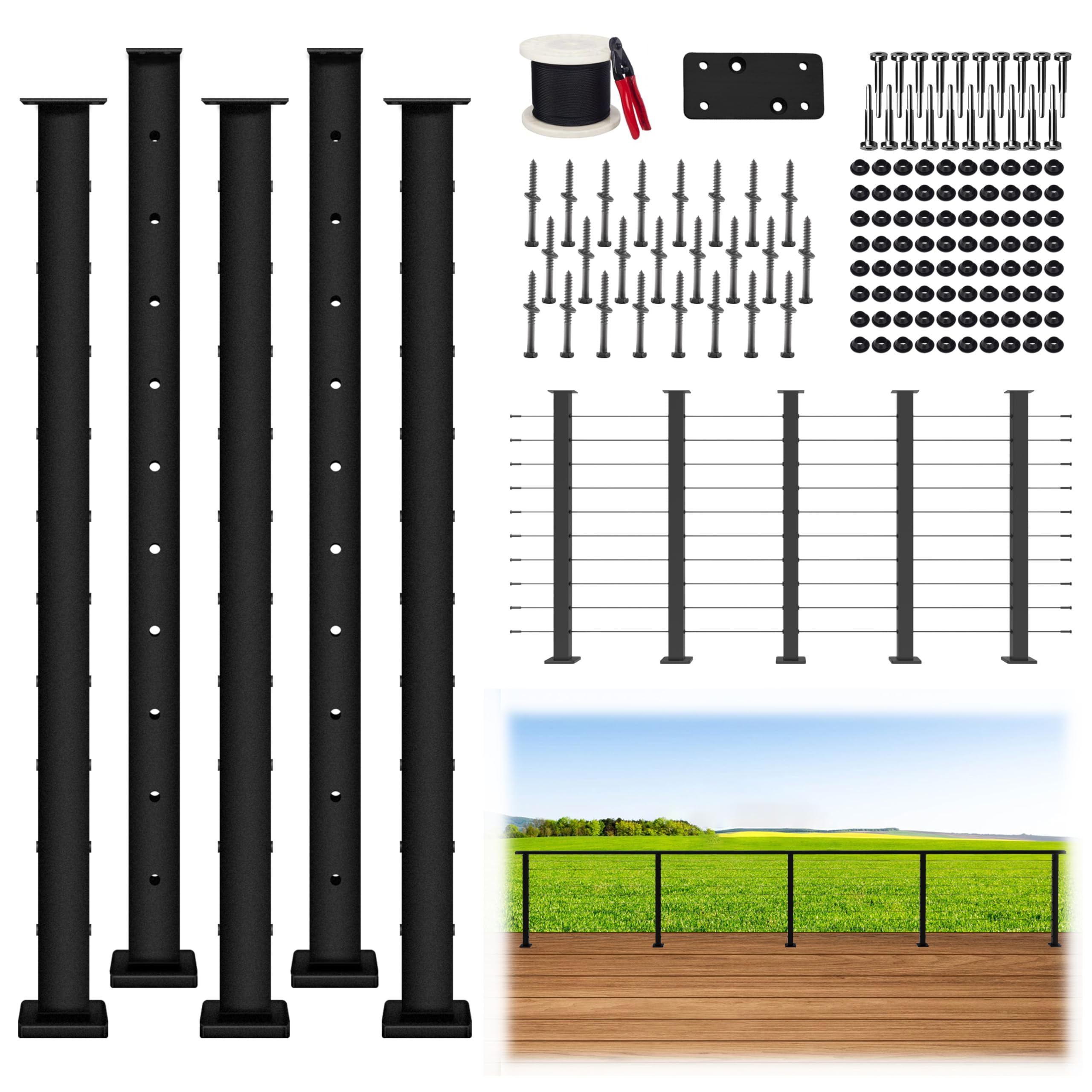 Photo 1 of Patavin 36" Cable Railing Post Kit (5-Pack)