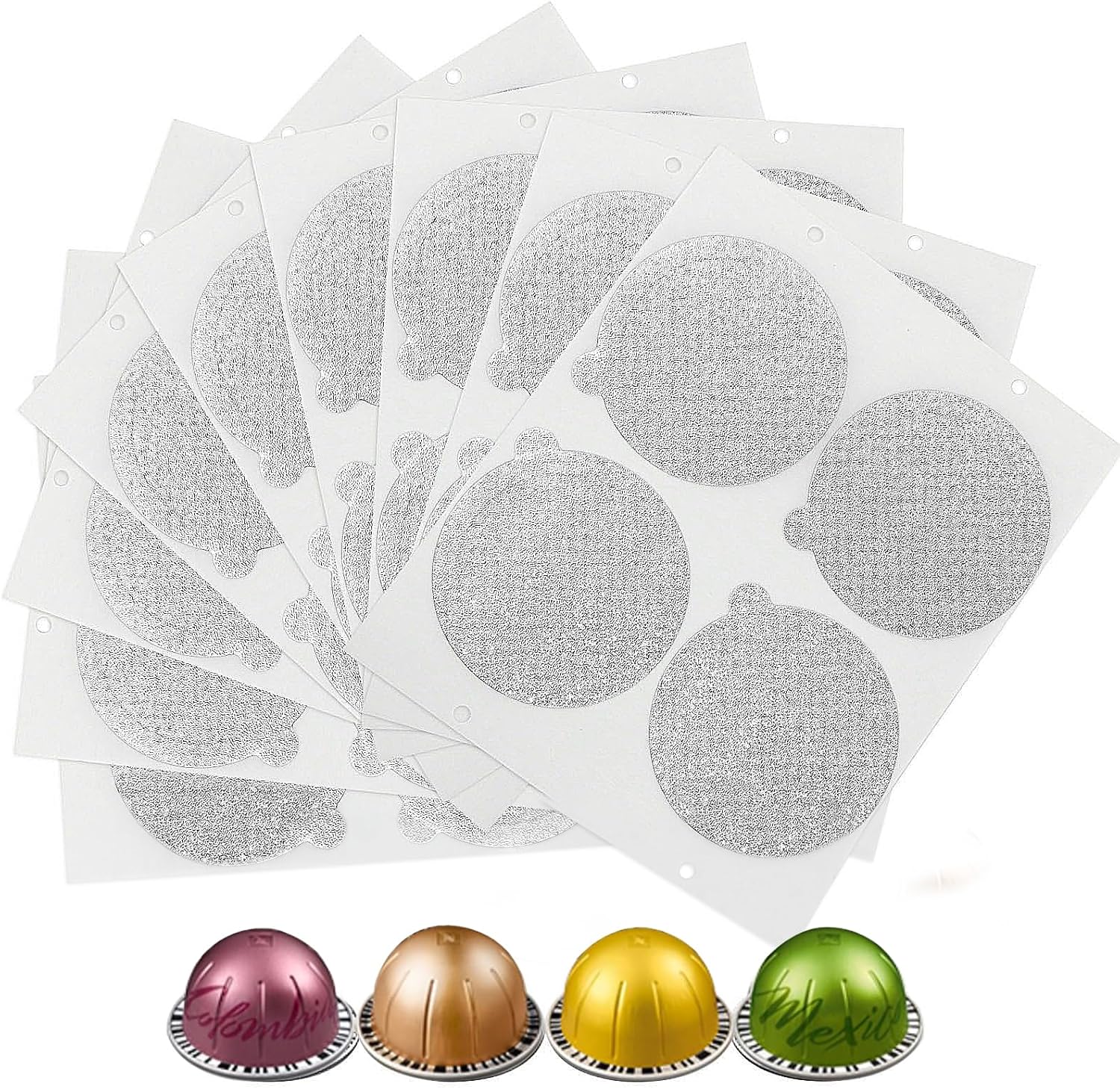 Clinuse Aluminum Foil Lids Seals for Nespresso Vertuo Pods, 100Pcs Reusable Nespresso Capsules Coffee Pods Cover Seals, Compatible with Nespresso Vertuoline Vertuo (61mm, White)