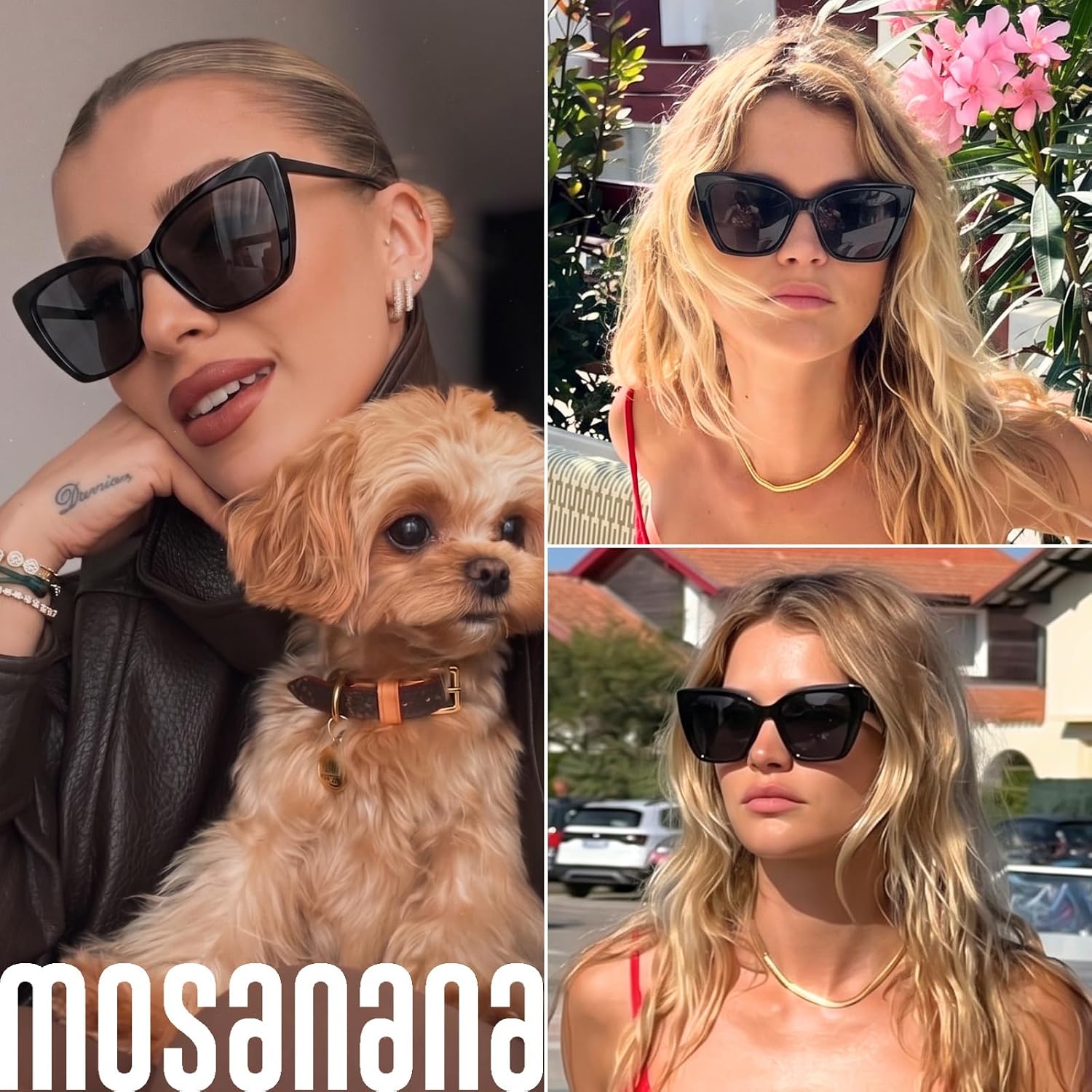 mosanana Oversized Cat Eye Sunglasses for Women Trendy Style MS52028