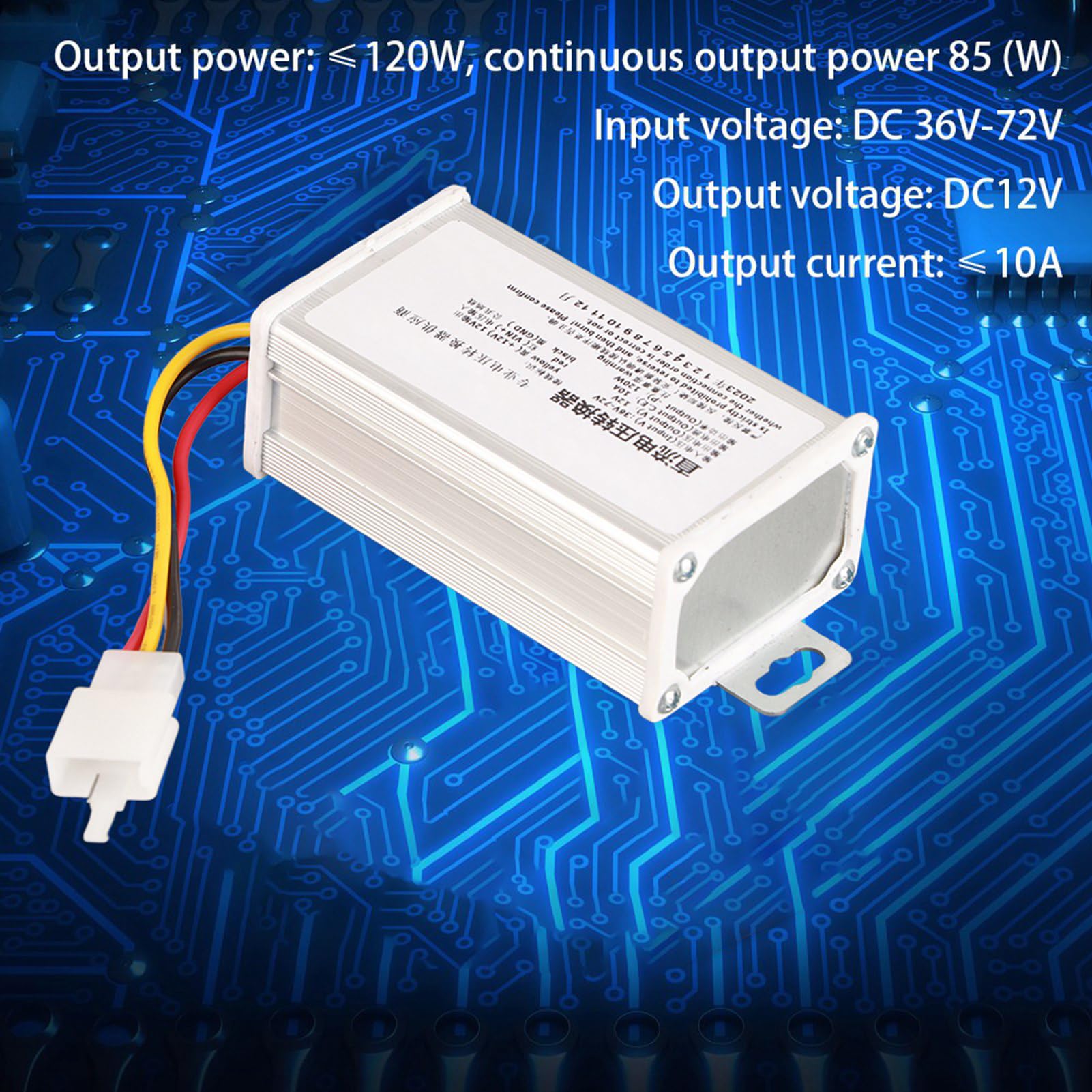 Transformator Skutera Elektrycznego DC 36V-72V na 12V, Transformator Konwertera 10A 120W do Elektroniki Pojazdu Elektrycznego