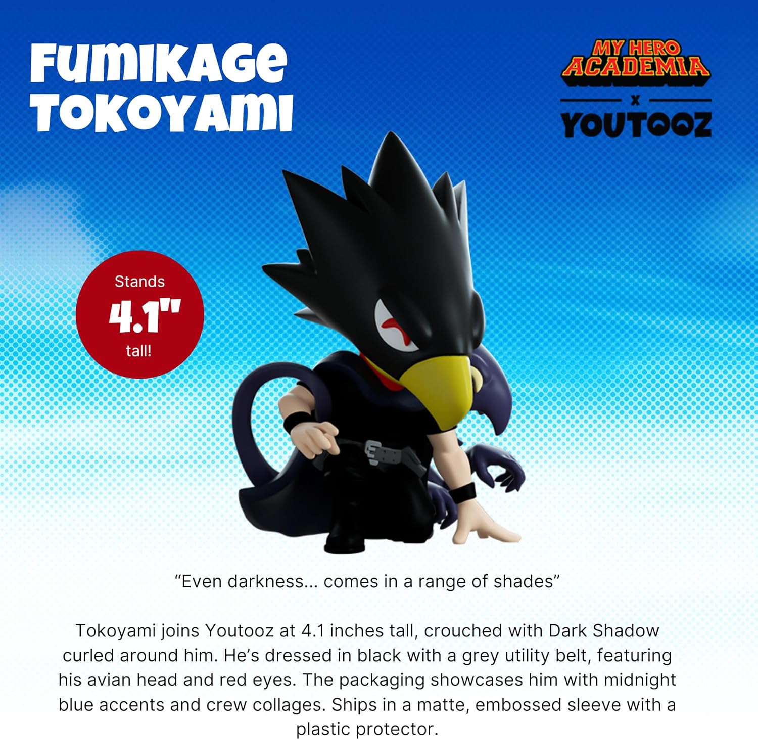 Youtooz My Hero Academia Fumikage Tokoyami 4.1" Vinyl Figure, Collectible Fumikage Tokoyami from My Hero Academia Collection