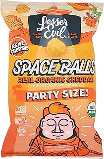 Organic Real Cheddar Space Ball Puffs Party Size, 7 Ounce