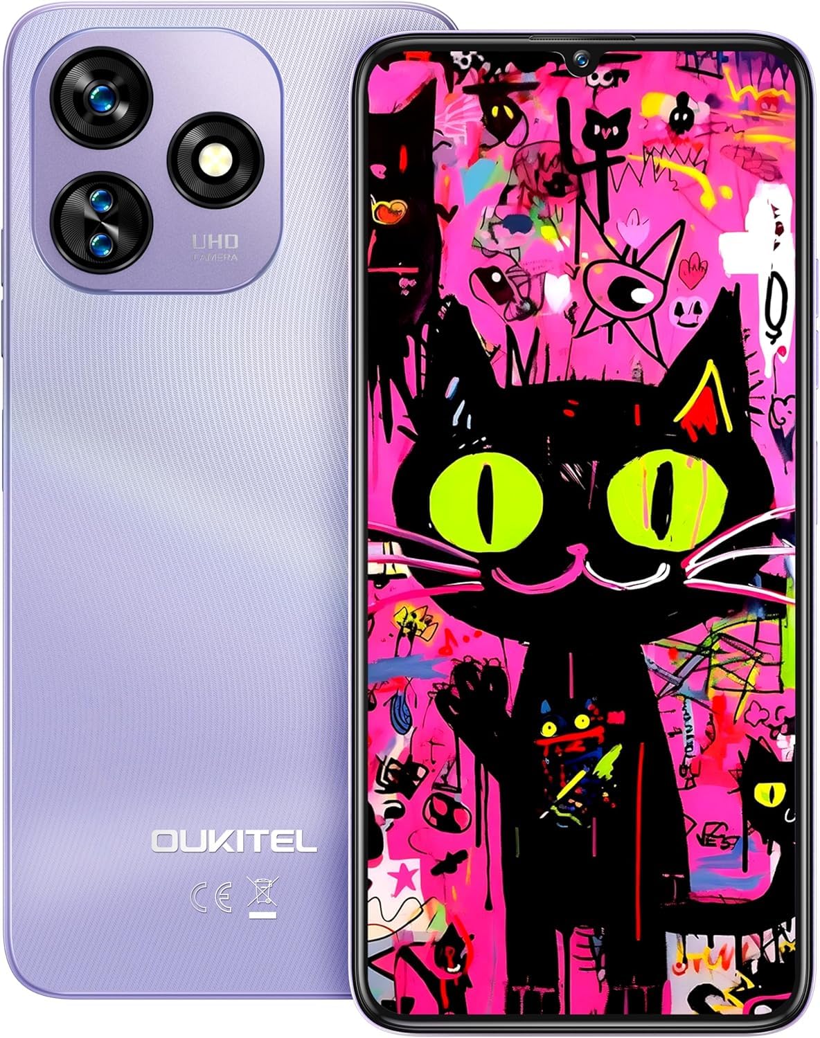 OUKITEL C51 Smartphone 128GB ROM + 18GB(6+12) RAM - 6.8" HD+/90Hz Cellulare, Android 14 5150mAh Octa-Core Telefono - 13MP+5MP Camera Cellulari e Smartphone 3 Slot/Fingerprint/Face ID/3.5mm Jack Viola