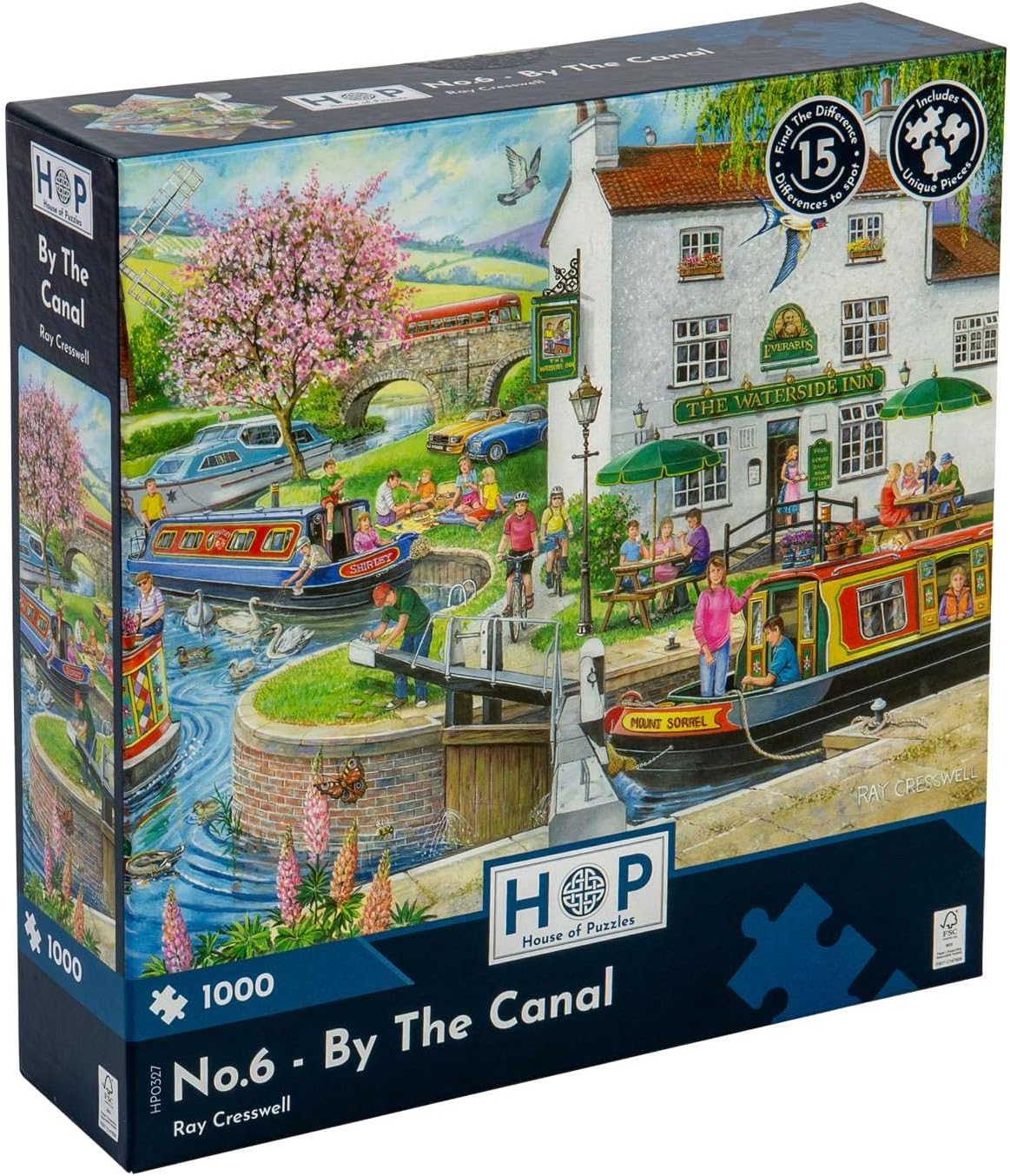 The House of Puzzles - No.6 - By The Canal Jigsaw - 1000 Piece Jigsaws For Adults, Artist Illustrated, Scenic Landscape, Deluxe Puzzle Gifts