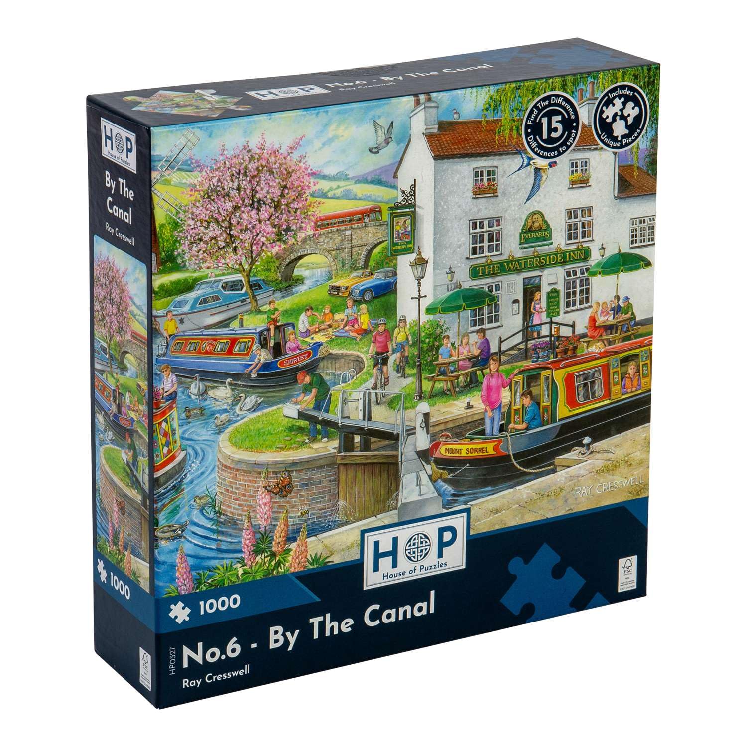 The House of Puzzles - No.6 - By The Canal Jigsaw - 1000 Piece Jigsaws For Adults, Artist Illustrated, Scenic Landscape, Deluxe Puzzle Gifts