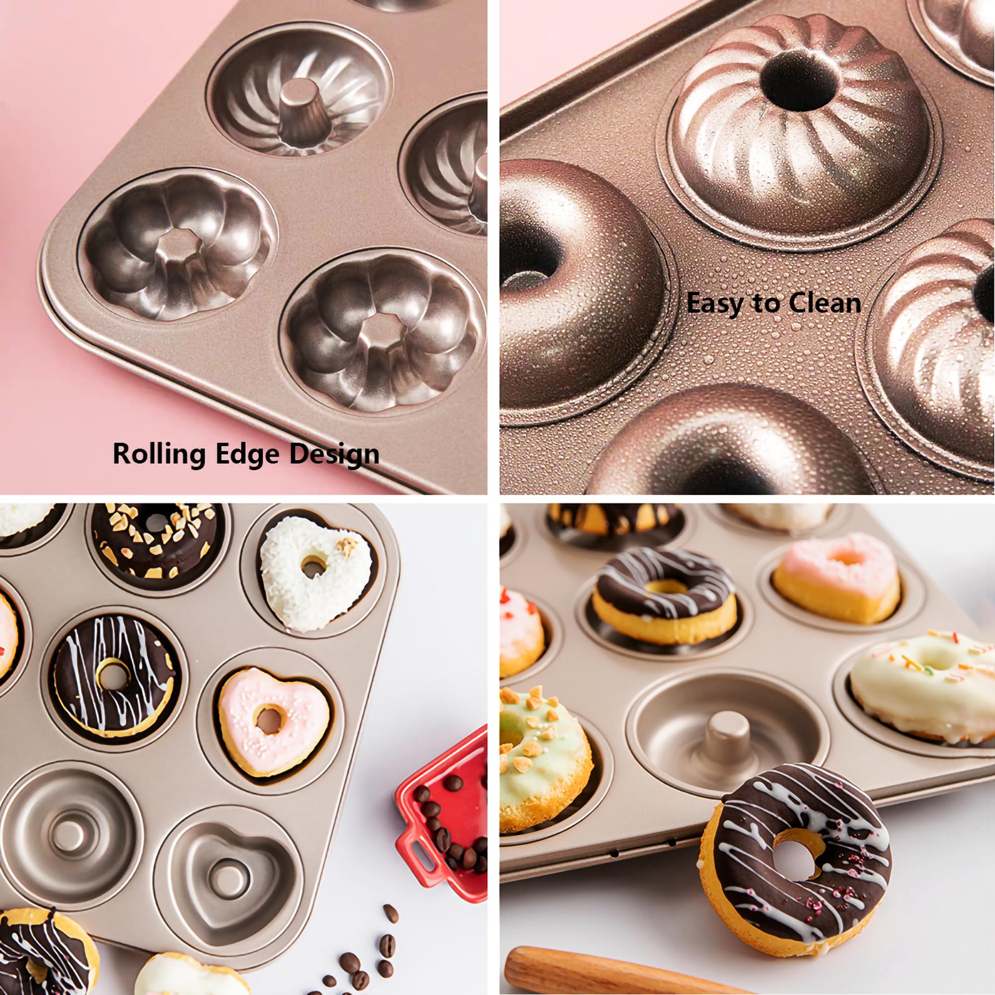 Bandeja para Hornear Antiadherente Molde para Hornear de Acero al Carbono (12 Cavity Molde para Donuts)