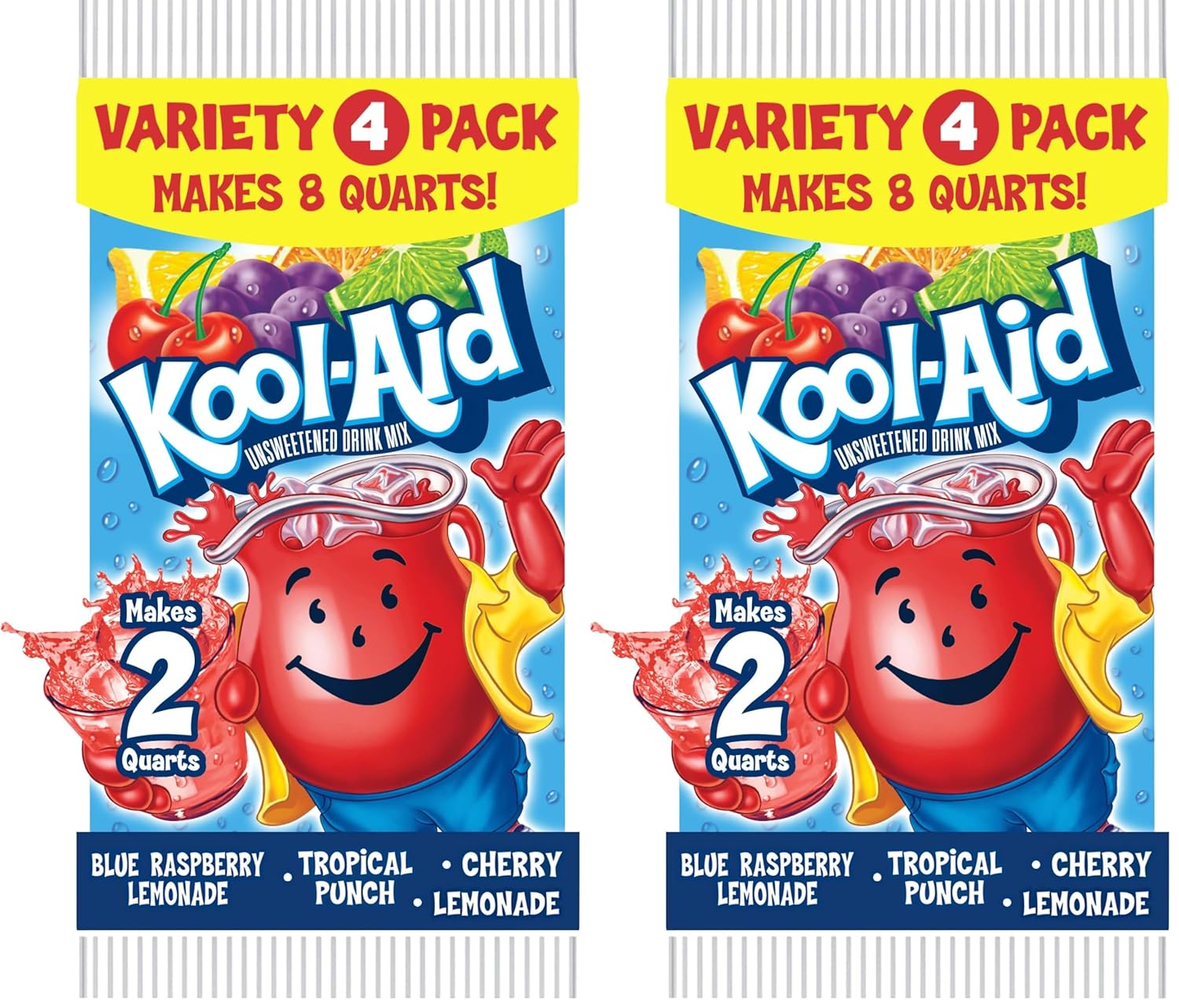 Kool-Aid Unsweetened Caffiene Free Fruit Variety Zero Calories Powdered Drink Mix 80 Count Pitcher Packet (Pack of 2)