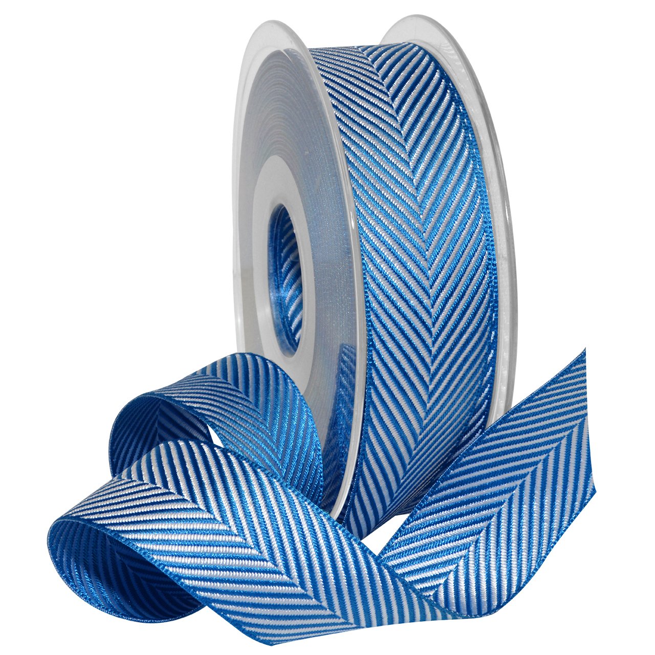 Ruban à Chevrons en Polyester Saphir Idéal pour Décoration de Table et Mariages