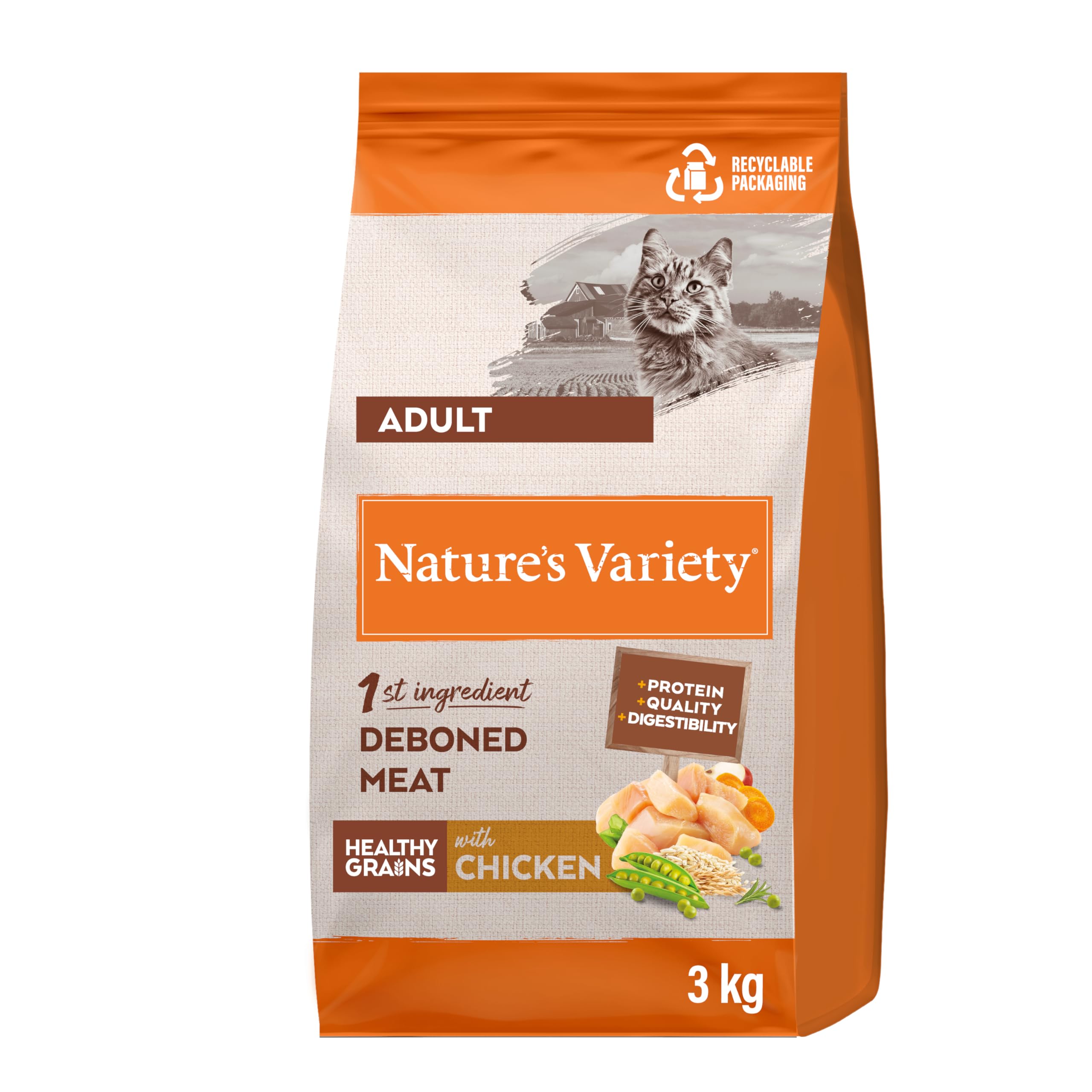 Nature's Variety Healthy Grains Croquettes pour Chats Adultes - Poulet - 3kg