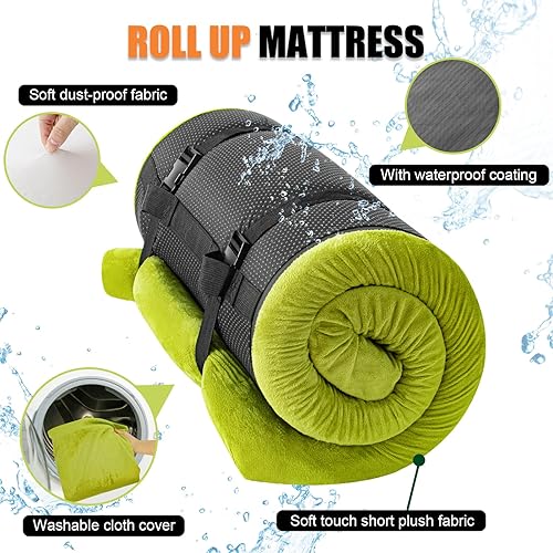 Miniatura 4 de Sleeping Pad,3-inch Thick Memory Foam Camping Mattress,Portable Roll-Up Mat for CarTentFloorCotTravel,Comfortable Pad for Guests Sleepover