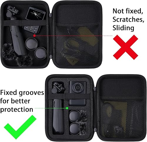 Miniatura 8 de Aenllosi Funda de almacenamiento rígida de repuesto compatible con cámara Canon PowerShot V10 Vlog y agarre de trípode HG-100TBR, bolsillo de malla