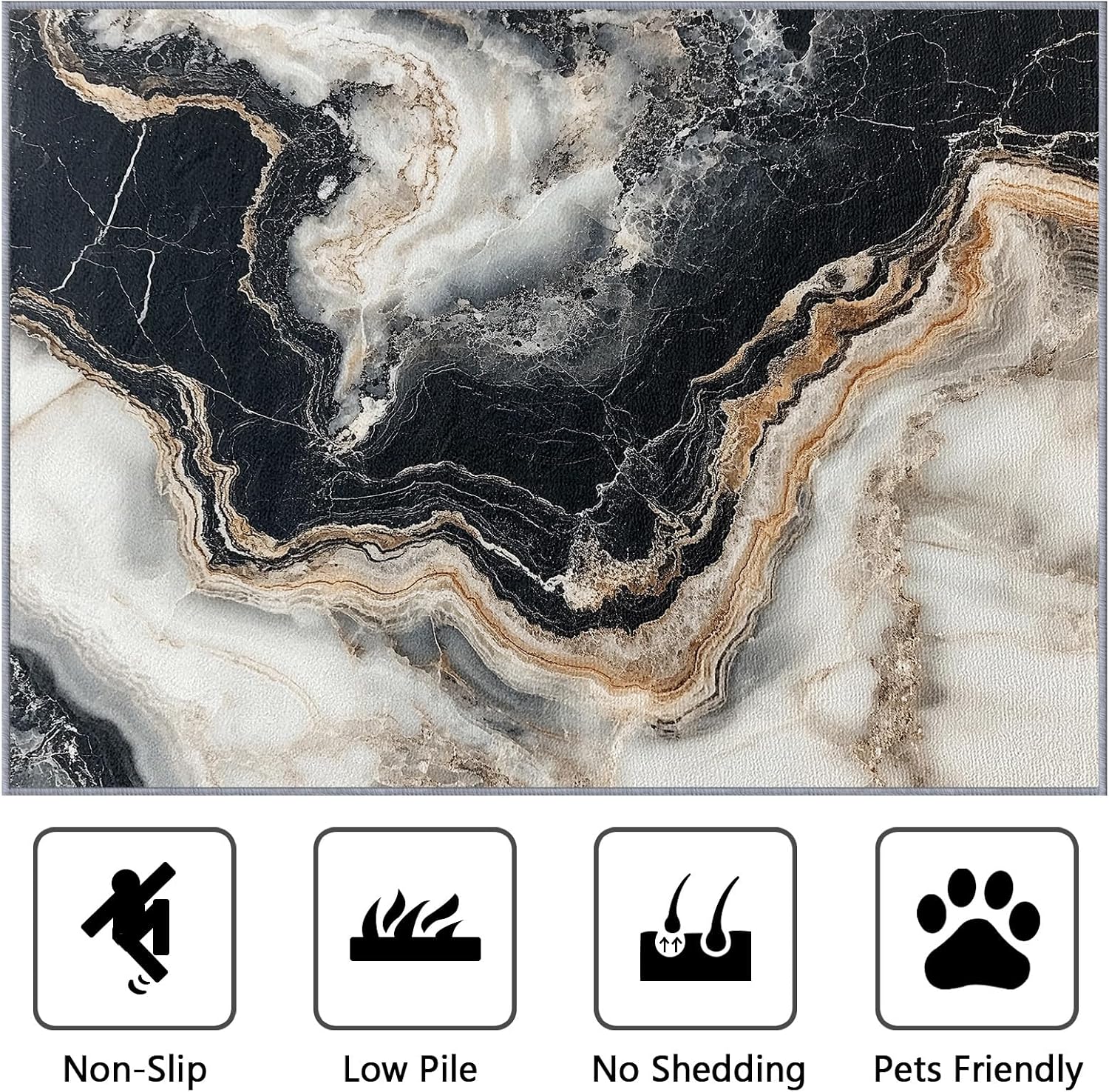 Marble Rug Black and White - Marble Rug, 5x7 Rug, Abstract Modern Luxury Area Rug, Marbled Carpet, Washable & Non Slip & Soft Large Rugs, Marble Home Decor Gifts