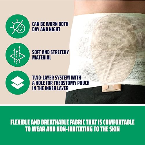Miniatura 4 de StomaSafe - Cinturón de soporte clásico para ostomía y hernia grande  Cinturón sin costuras para la vida cotidiana  Fundas suaves para bolsas de