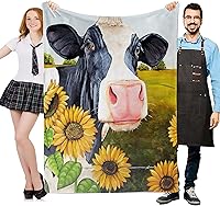 Vista 4 de Manta de vaca de girasol para sofá, diseño de vaca y girasol, pintura de ganado rústico, con imagen rústica, ligera y acogedora manta de franela