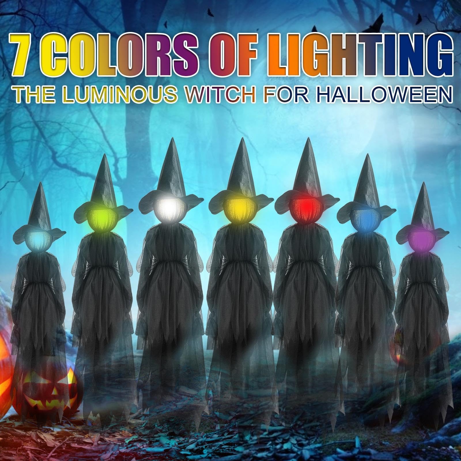 Dekoracje czarownic na Halloween, na zewnątrz, 15 cm, zestaw 3 szt., podświetlana wiedźma halloweenowa z palikami, ze światłami LED, dekoracja do domu, na zewnątrz, podwórko, trawnik, ogród,