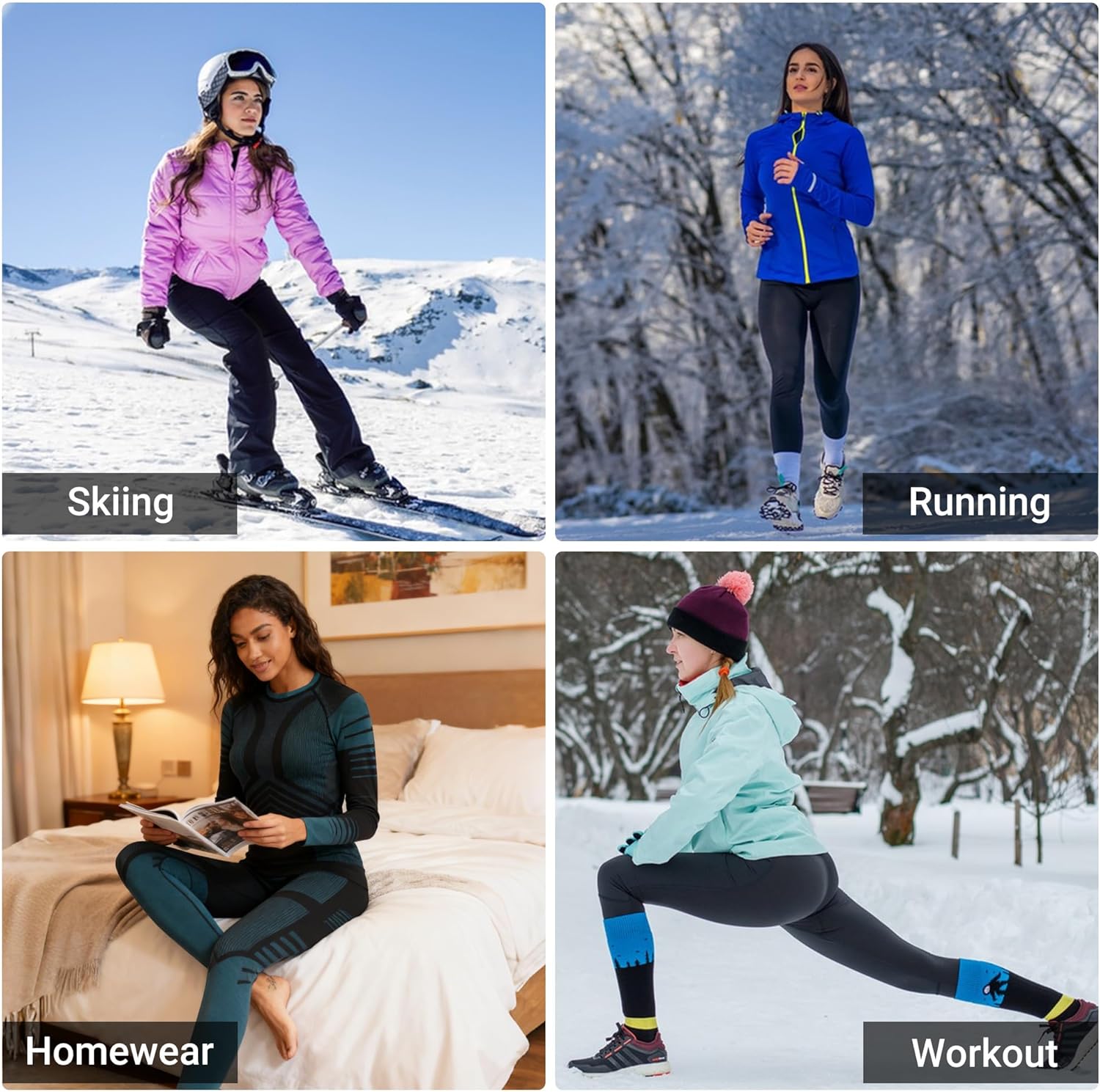 MEETWEE Women Thermal Underwear, Winter Warm Base Layer Compression Set, Fleece Lined Long Johns Running Skiing - Image 6