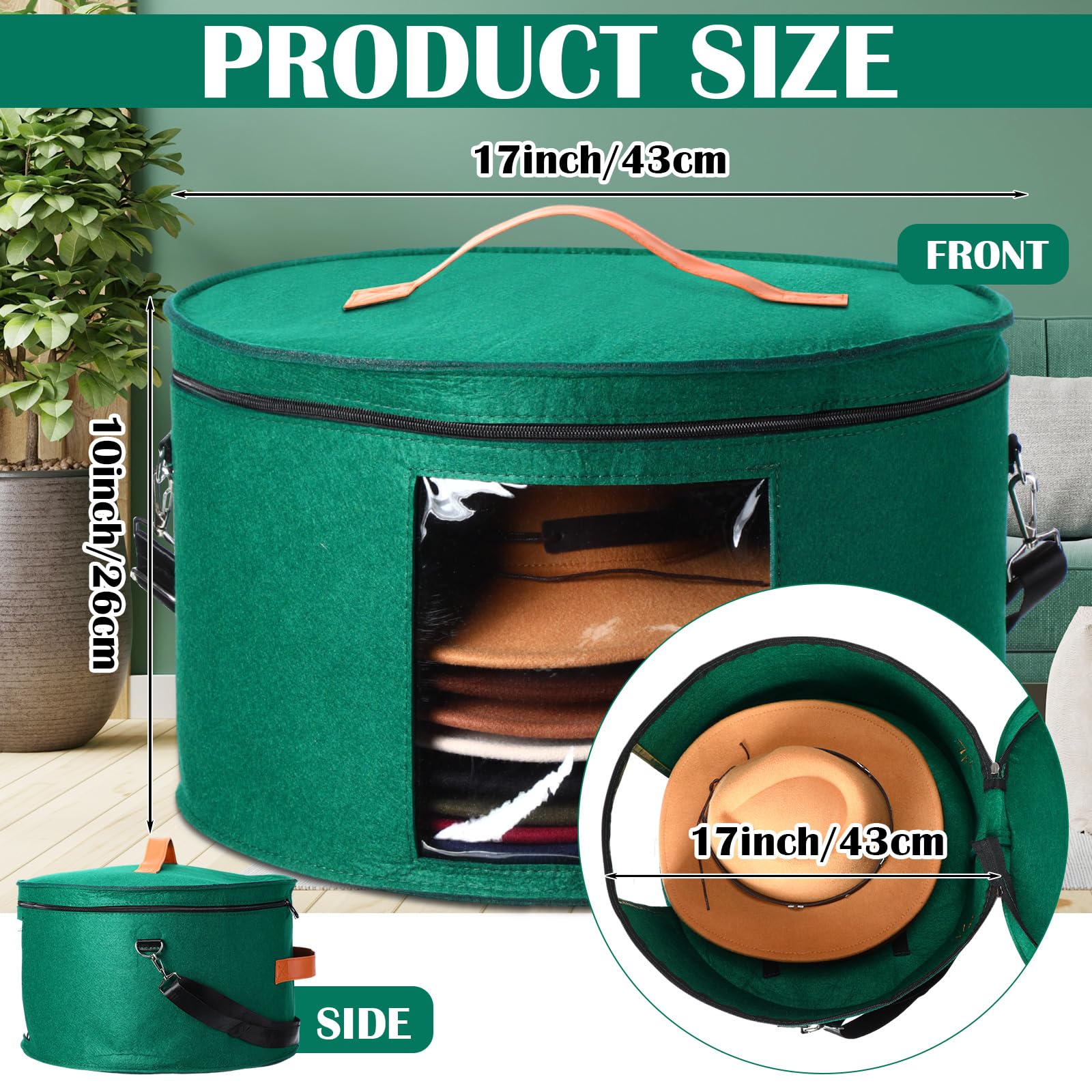 Suzile 4-Pack Round Felt Hat Storage Boxes - 17 X 10 Inch Foldable Organizer With Lid (Gray)