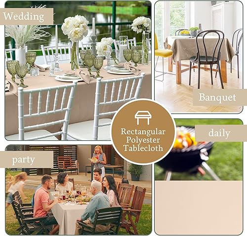 Miniatura 6 de 3 Pcs Rectangle Tablecloth Waterproof Washable Polyester Table Cloth Stain and Wrinkle Resistant Fabric Table Cover for Party Dining Table Decor,