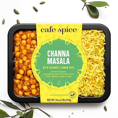 Miniatura 3 de Café Spice Channa Masala con arroz con limón, comida india, a base de plantas, 16 onzas