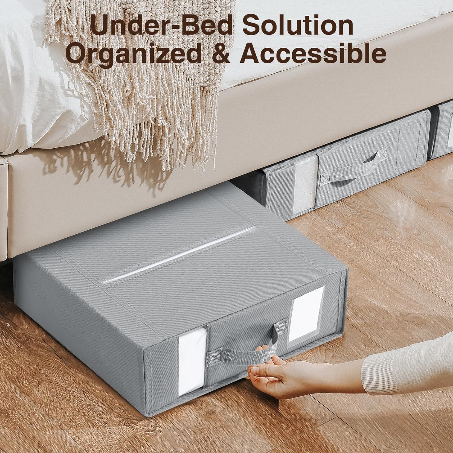 DIMJ Bed Sheet Organizers and Storage 6 Pack - Foldable Sheet Holder for Linen Bedding Storage Box for organization, Sheets Set Holder for Blanke, Towel (King & Queen Size), Grey - Image 3