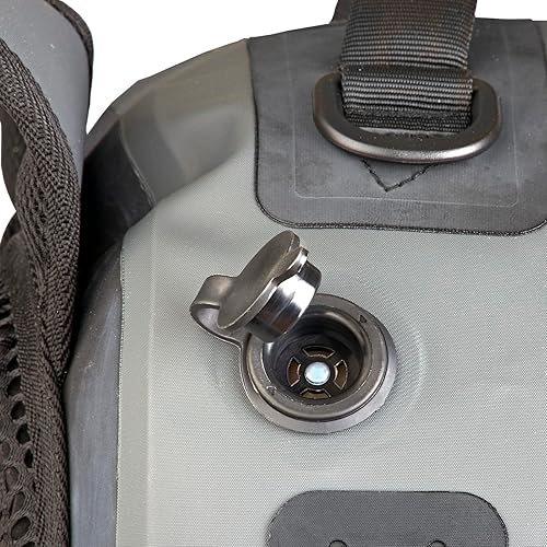 Miniatura 9 de Mochila de pesca impermeable con soporte para caña, válvula de aire inflable, bucles de engranaje, cremallera sumergible (gris), Gris, Moderno