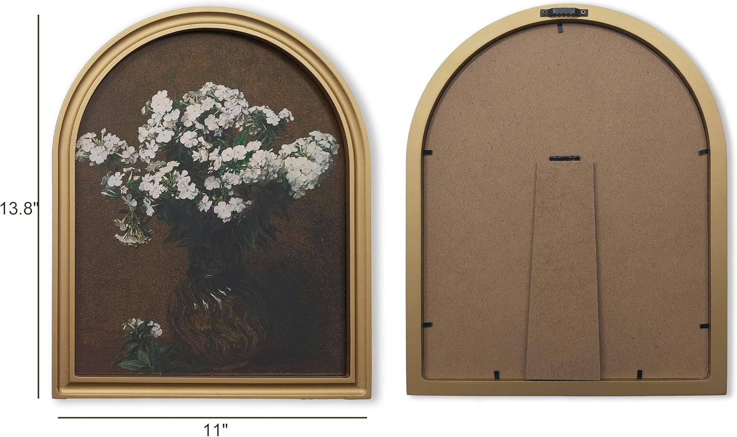 TwoDays Gold Vintage Flower Arched Wood Framed Wall Art – Moody Floral Canvas Picture for Home Aesthetic Wall Decor, Cottagecore Farmhouse Artwork Prints for Living Room, Bedroom (11" x 13.8")