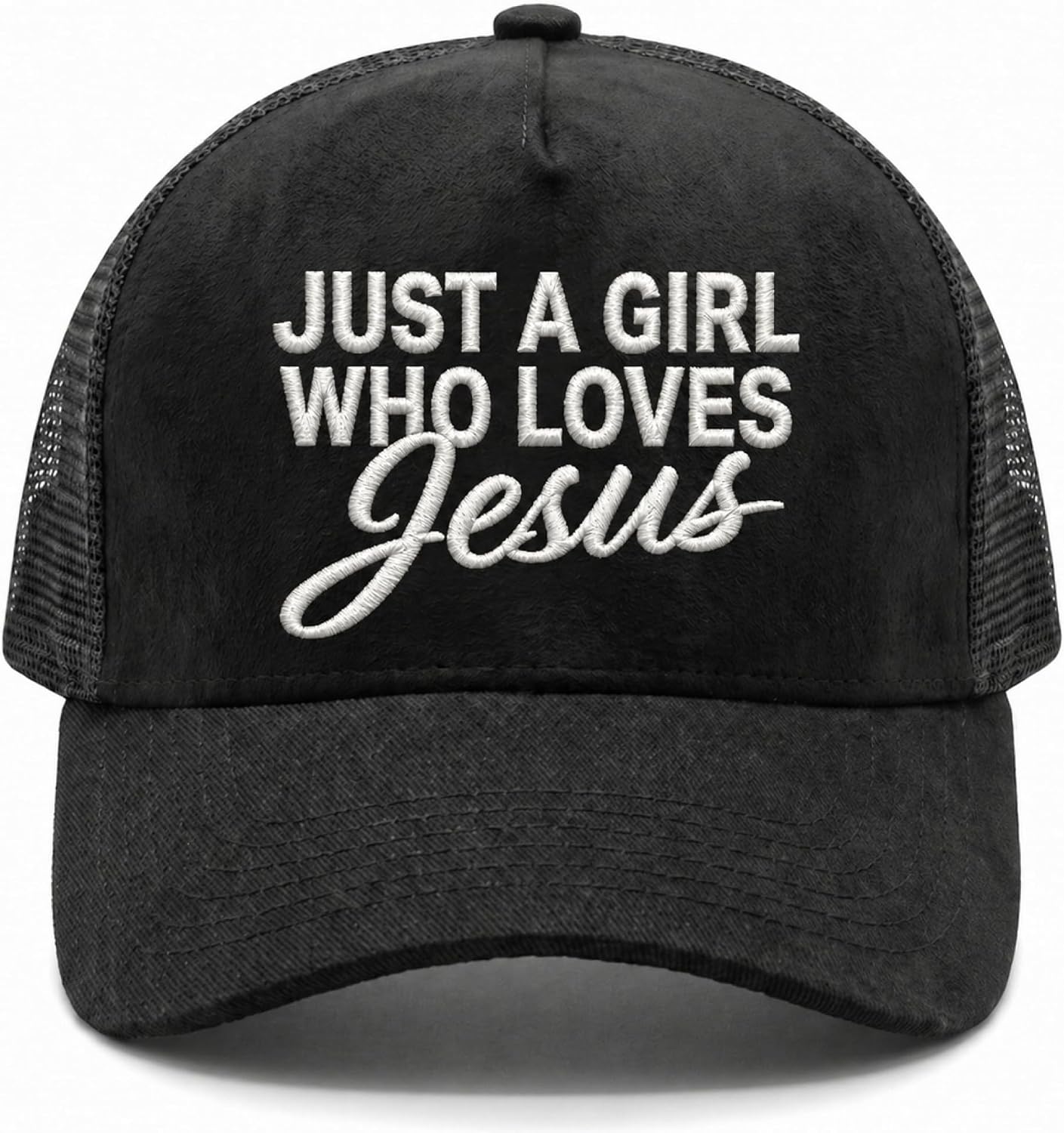 Jesus Trucker Hat for Women, Just A Girl Who Loves Jesus Hat, Christian Cap
