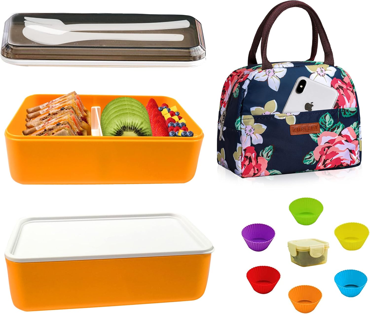 ZURLEFY 1400 ML Bento Box Adult Lunch Box with Bag for
