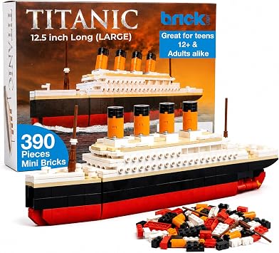 Brick Loot Titanic Building Set - 390 Pieces Lego Compatible Ship Model Kit for Adults & Kids, DIY Mini Bricks, 3D Puzzles, STEM Toys, Collectibles, Display, Ship Lovers Gifts Large