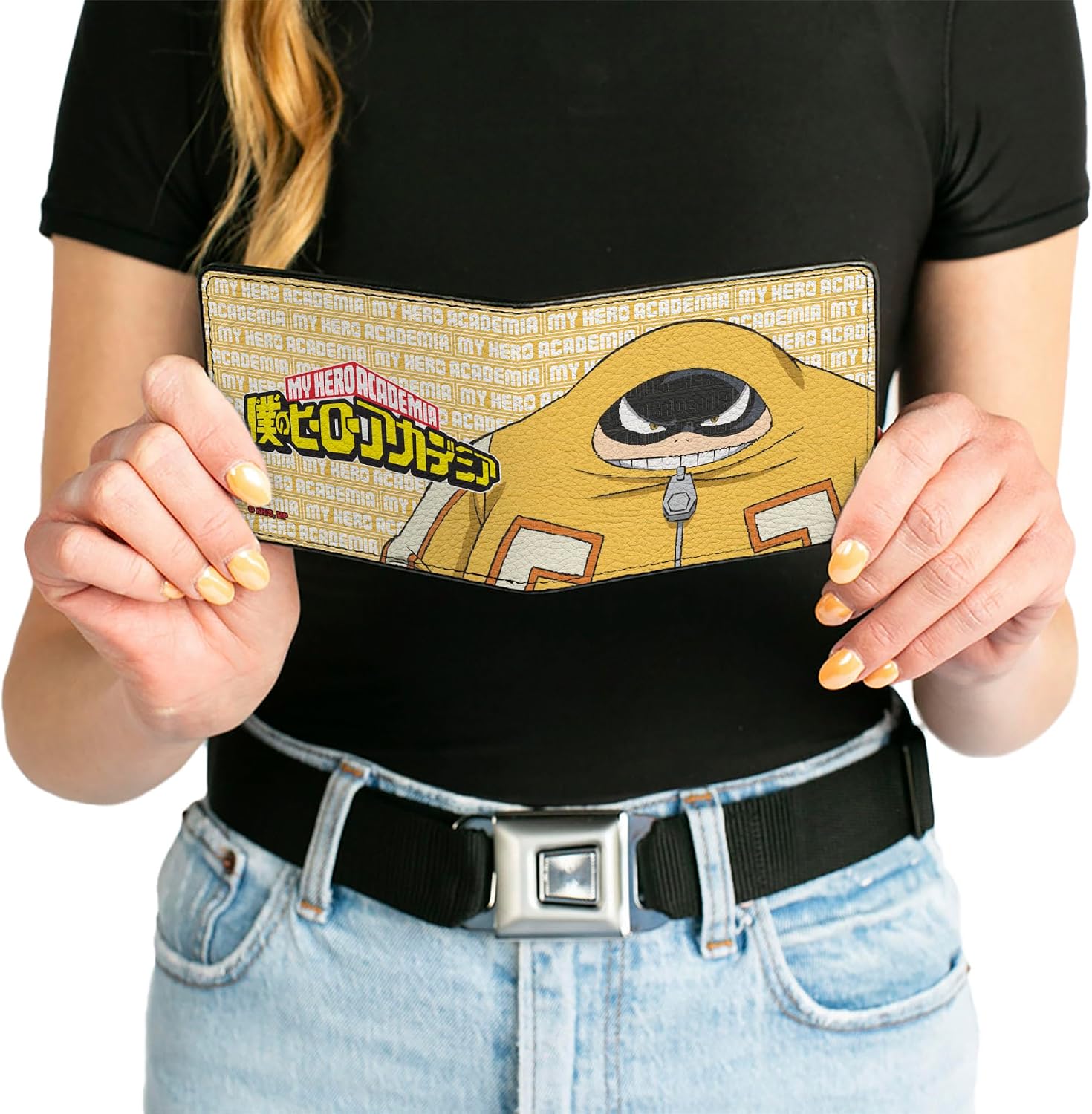 Buckle-Down Crunchyroll Wallet, Bifold, My Hero Academia Pro Hero Fat Gum Pose and Logo Yellow White, Vegan Leather