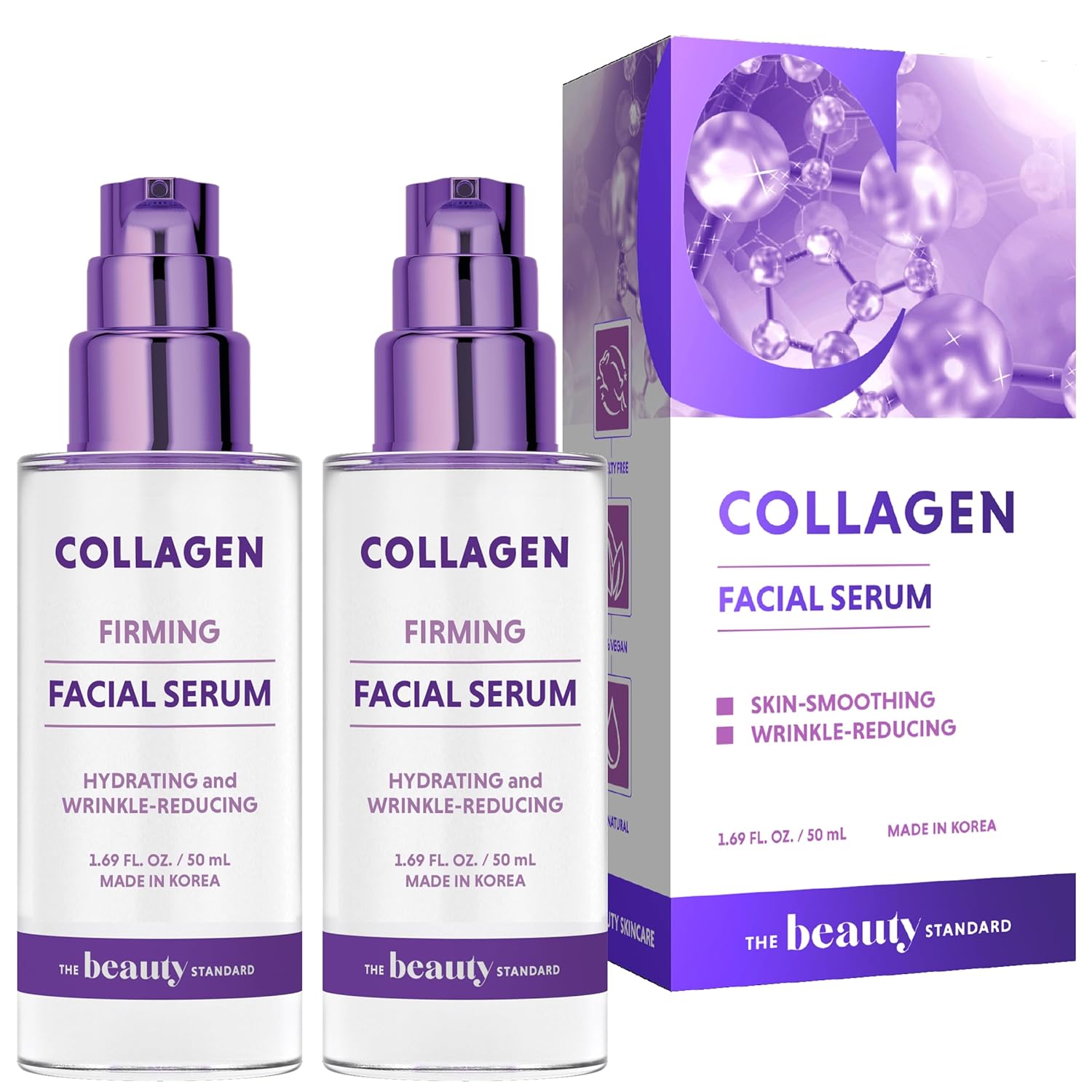 Collagen Face Serum – Dermatologist Tested, Anti-Aging, Skin Tightening, Hydrating – Clean Beauty, Cruelty-Free Korean Skin Care for All Skin Types – 1.69 fl. oz (2 Pack) Collagen Face Serum – Dermatologist Tested, Anti-Aging, Skin Tightening, Hydrating – Clean Beauty, Cruelty-Free Korean Skin Care for All Skin Types – 1.69 fl. oz (2 Pack)