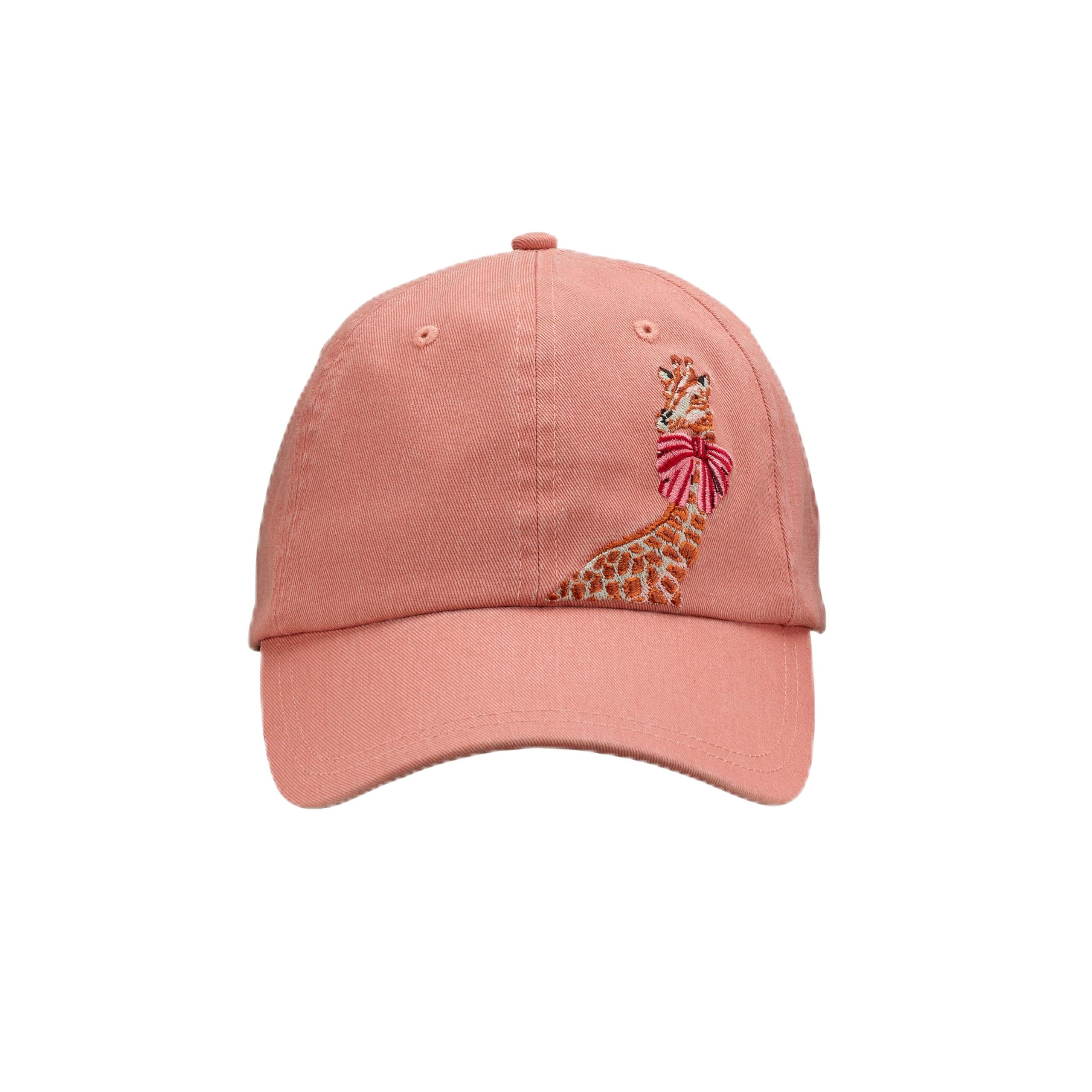 YVONNE ELLEN Women's Hat, Giraffe Embroidery 6-Panel Cap, Vintage Pink, Women's Standard Fit, Adjustable Straps, Chic Baseball Cap for Women