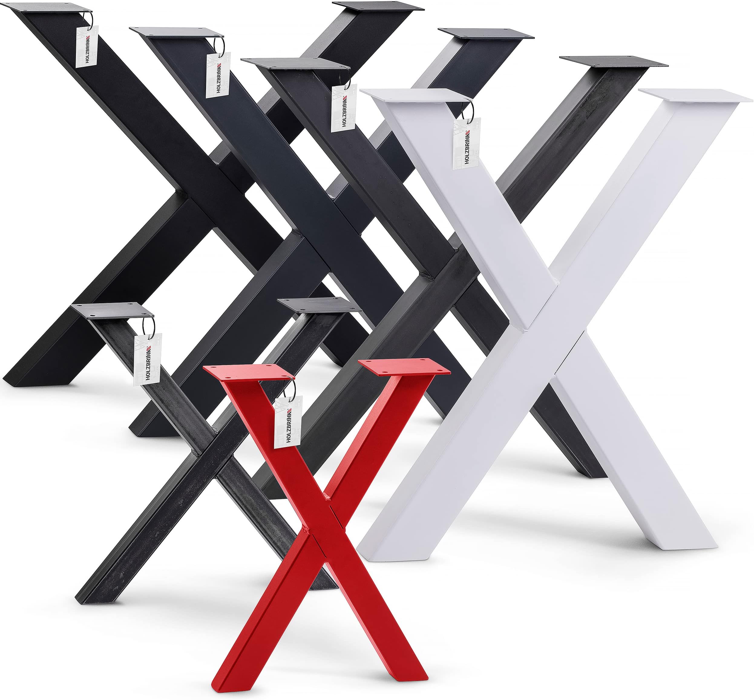 HOLZBRINK Closed Profile Steel Table Leg X-Shaped 40x40 mm, Size 30x43 cm (11.8x17 in), Anthracite Grey, HLT-03-F-AA-7016