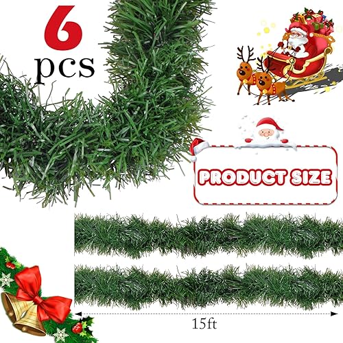 Miniatura 55 de Shappy Guirnalda de oropel negra de 90 pies, 6 rollos para decoración de Halloween, Navidad, guirnalda metálica con purpurina para bodas, fiestas