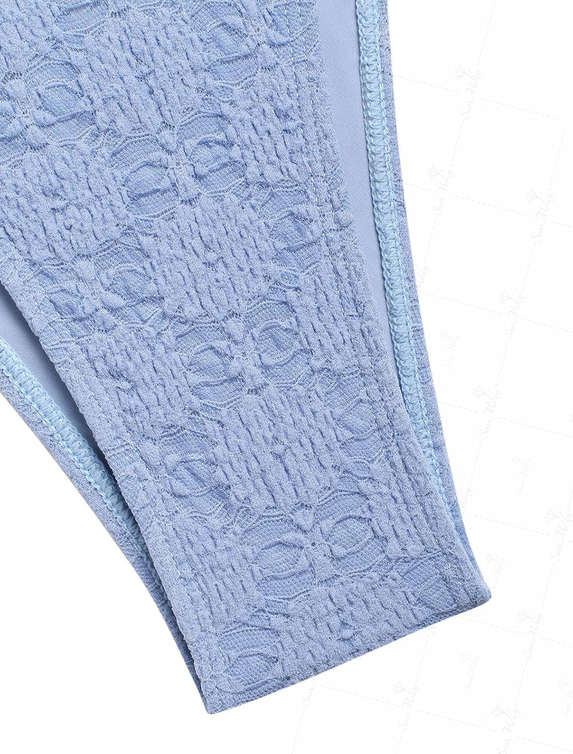 seamoly Lace Asymmetrical Slit Bowknot Decor Tie Side Tankini Set - Image 4