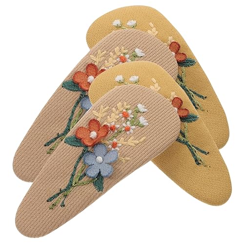 Abaodam 2 pares de pasadores para el pelo de niña, pinzas para el cabello para pasadores para cabello fino, vintage snap bang tela flor horquilla