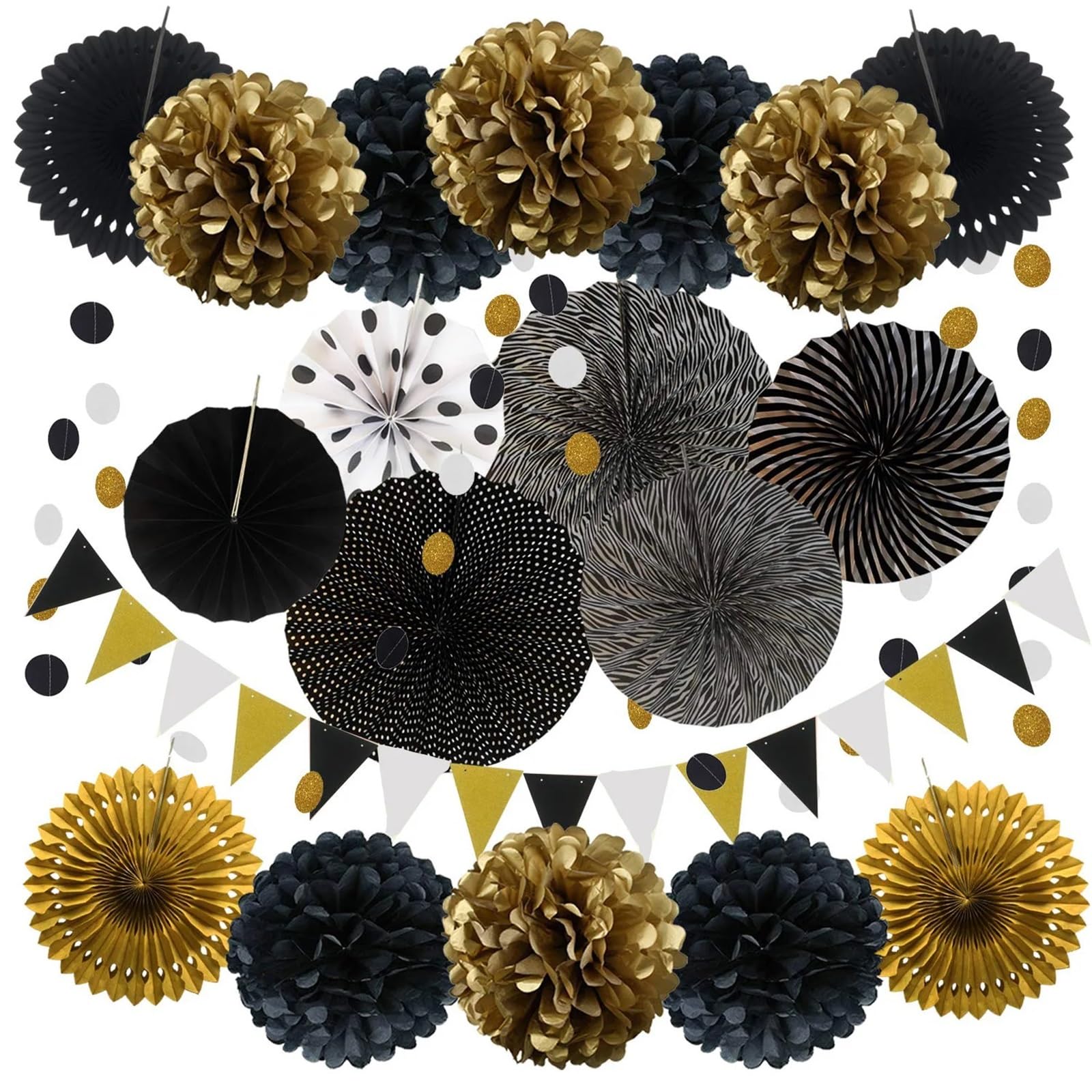 Papier Pompom 21 pompons en forme d'éventail papier