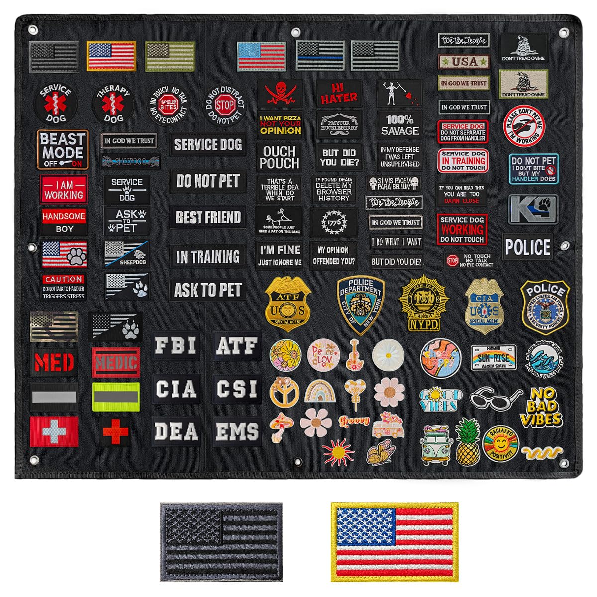 AXEN Tactical Patch Display Panel Holder Board, Military Patches Display Organizer for Collection Army Combat Morale Emblems, Black Middle Size