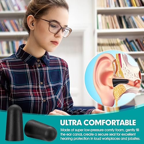 Miniatura 7 de 60 pares de tapones para los oídos embotellados de espuma con cancelación de ruido, tapones para los oídos para dormir, trabajo, ronquidos, bloqueo
