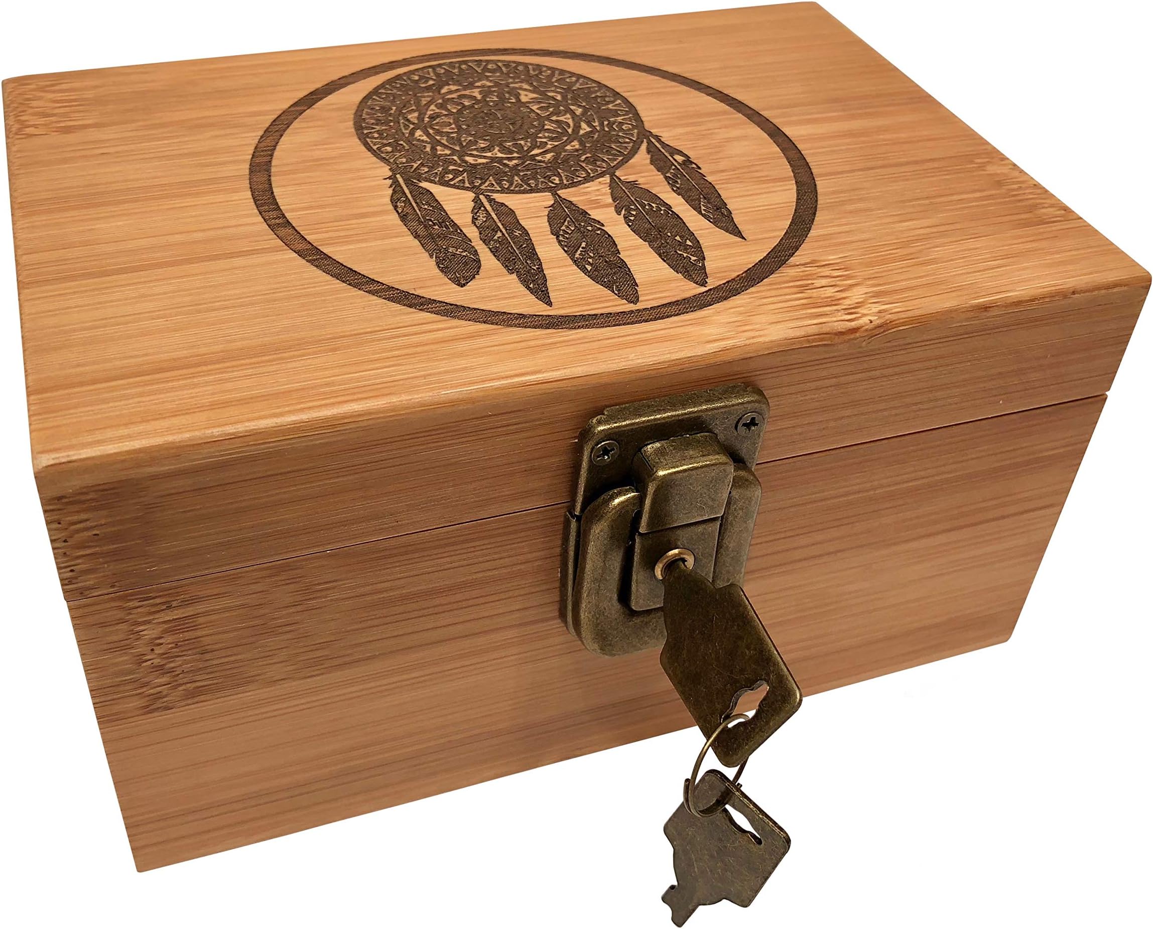 Dreamcatcher Stash Box Stash Boxes - Wooden Stash Boxes Medium Size for Jewelry Accessories Treasures and More! (Dreamcatcher)