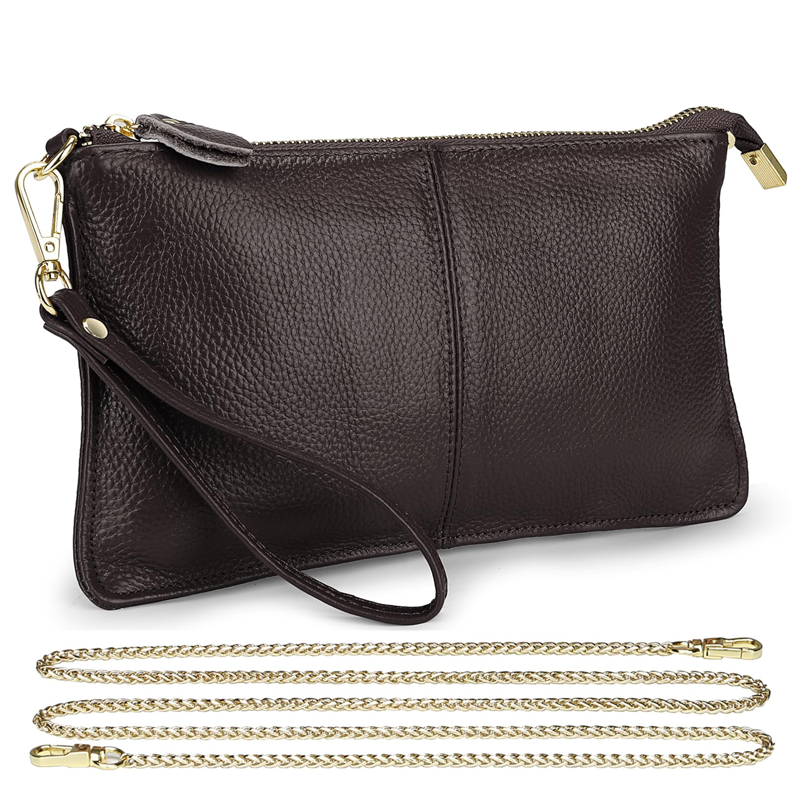 Uromee Genuine Leather Wristlet Wallet Clutch Purses with Detachable Chain