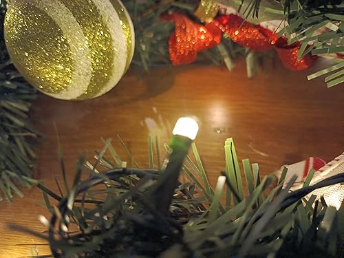 Miniatura 7 de Valery Madelyn Guirnalda de Navidad preiluminada de 9 pies con luces para manto, guirnalda de Navidad iluminada al aire libre con bolas y lazos